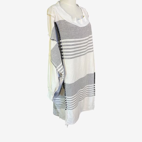 We The Free Off The Shelf Maxi Tunic Dress Black White Striped Cotton L - Picture 6 of 11